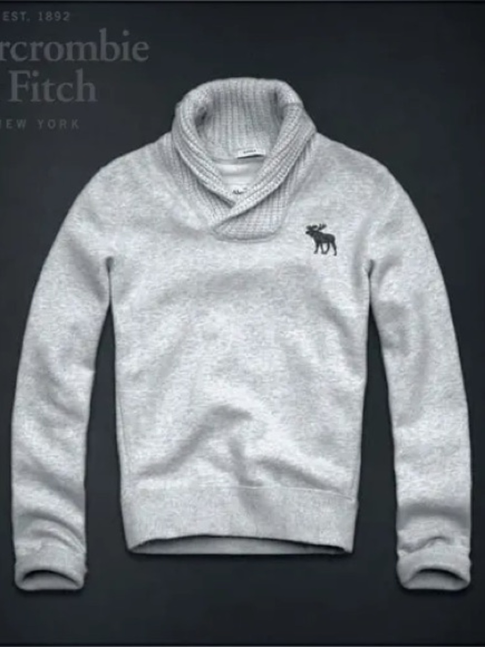 Abercrombie Gray Muscle Fit Knit Cowl Pullover Sweater Size S